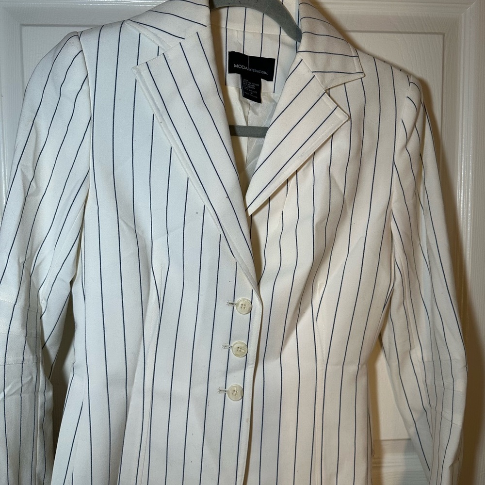 White Striped Women's Blazer